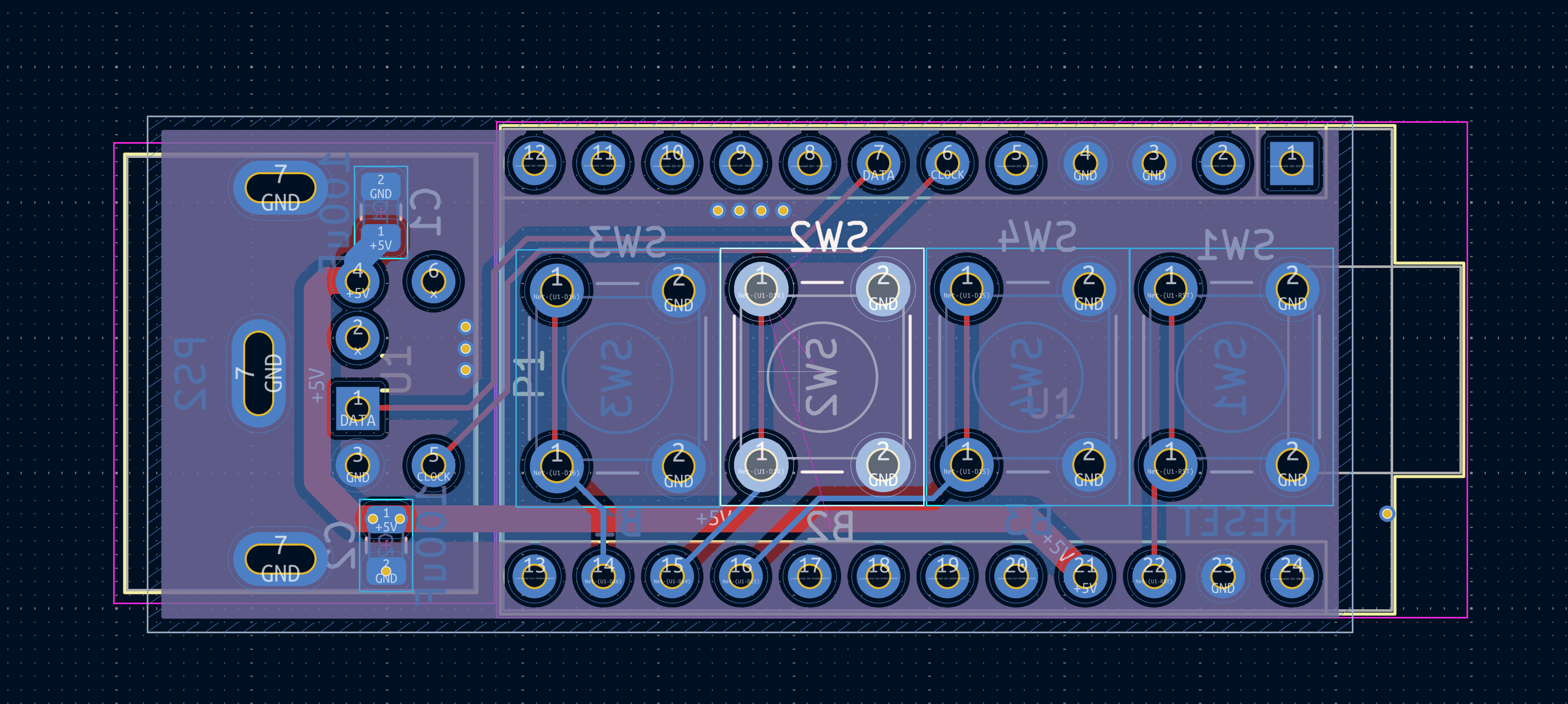 PCB layout render for the PS2 to USB board